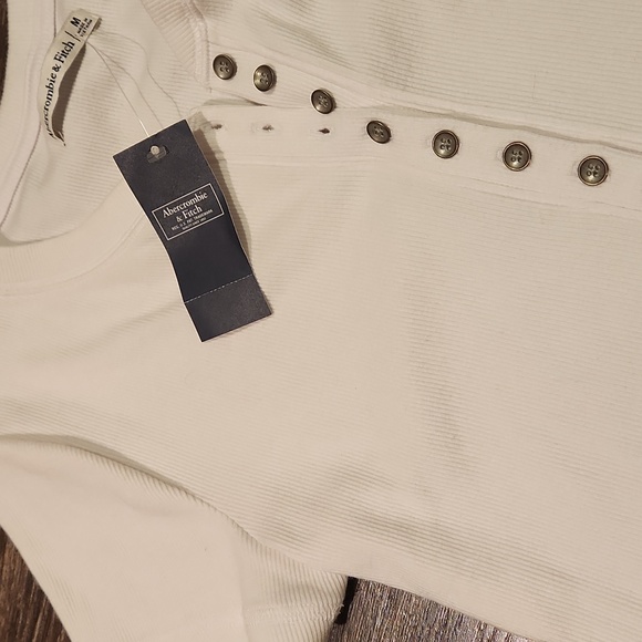 ❤️ NWT! ABERCROMBIE & FITCH WHITE HENLEY THONG BODYSUIT, MEDIUM - Picture 3 of 10